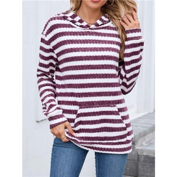 Striped Dropped Shoulder Hoodie - Picture 1 of 16